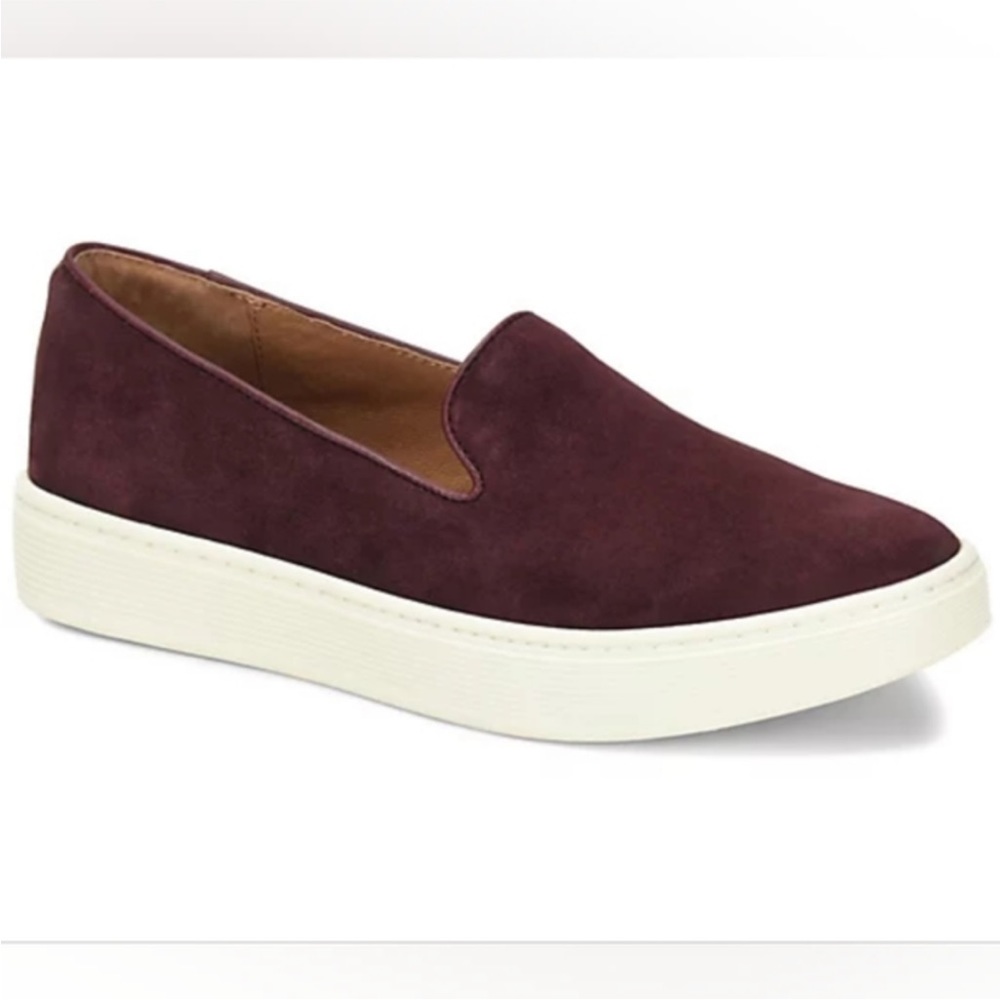 SOFFT Burgundy Wine Somer Cordovan Suede Slip On Sneakers 7.5 Leather Comfort